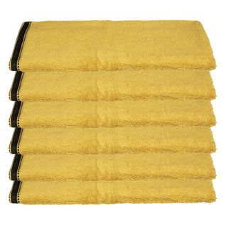 Lot De 6 Serviettes De Toilette En Coton Jaune Ocre Tissu Éponge 50 X 90 Cm