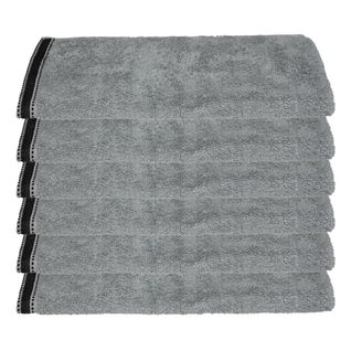 Lot De 6 Serviettes De Toilette En Coton Gris Foncé Tissu Éponge 50 X 90 Cm