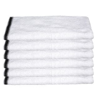 Lot De 6 Serviettes De Toilette En Coton Blanc Tissu Éponge 50 X 90 Cm