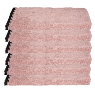 Lot De 6 Serviettes De Toilette En Coton Rose Tissu Éponge 50 X 90 Cm