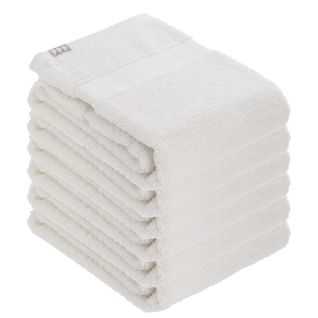 Lot De 6 Serviettes De Toilette Tissu Éponge 100% Coton Blanc 50 X 90 Cm