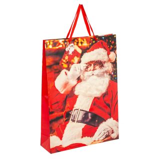 Lot De 6 Sacs Cadeaux Père Noël Moyen Modèle Rouge Et Blanc