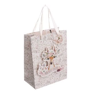 Lot De 6 Sacs Cadeaux Douceur Des Neiges Petit Modèle Beige Et Rose