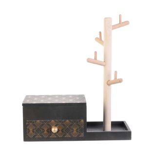 Porte Bijoux Arbre Et Rangement Tiroir Gold Noir