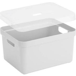 Boite De Rangement Avec Couvercle Transparent Sigma Home Box 32 L Blanc