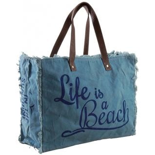 Sac En Coton Décor Life Is à Beach Bleu