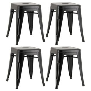 Tabouret Industriel En Métal Laqué (lot De 4) Noir