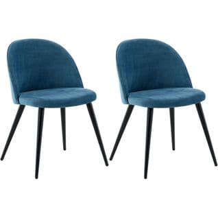 Chaise En Velours Avec Pieds En Acier Velvet (lot De 2) Bleu