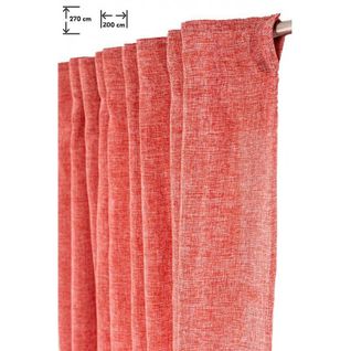 Rideau Grande Largeur Tamisant 200 X 270 Cm Galon Fronceur Chiné Rouge