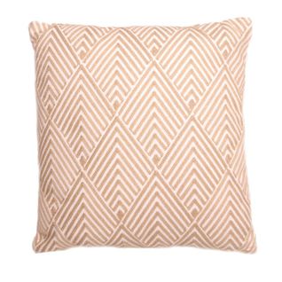 Housse De Coussin 100% Coton 40 X 40 Cm Brodée Motifs Chevrons Losanges Ecru