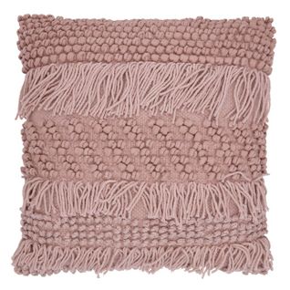 Housse De Coussin 100% Coton 40 X 40 Cm Tissage Artisanal Franges Toile Epaisse Terracotta