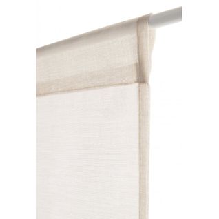 Paire De Vitrages 60 X 90 Cm Passe Tringle Effet Lin Uni Beige