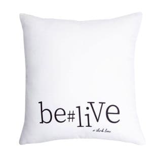 Housse De Coussin 40 X 40 Cm Imprimée Wording Be Live Blanc