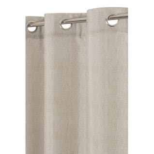 Rideau 135 X 240 Cm à Oeillets Imprimé Chambray Aspect Chiné Beige