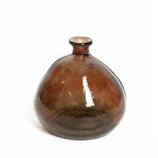 Vase Verre Recyclé 18 X 18 Forme Boule Transparent Brun