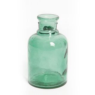 Vase Verre Recyclé 20 X 12 Cm Forme Cylindrique Lisse Et Transparent Vert