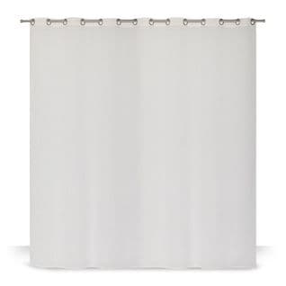 Voilage Grande Largeur 280 X 270 Cm à Oeillets Blanc Crème à Fines Rayures Verticales Dorées