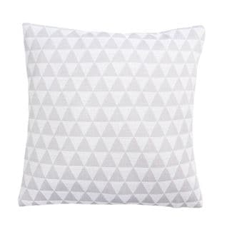 Housse De Coussin Jacquard 40 X 40 Cm Motif Géométrique Contemporain Triangles Gris Clair