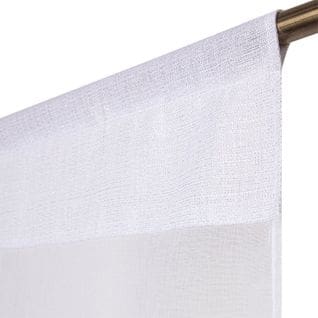 Paire De Vitrages 45 X 120 Cm Passe Tringle Bande Fil Lurex Argenté Blanc