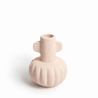 Vase Décoratif 15 X 19 Cm Céramique Fabrication Artisanale Rose Nude
