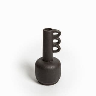 Vase Décoratif 12 X 25 Cm Céramique Fabrication Artisanale Noir