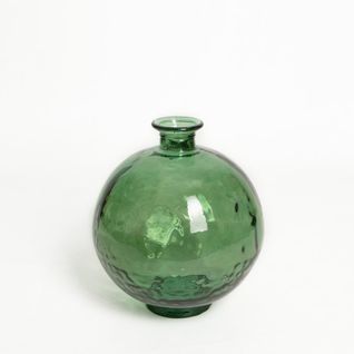 Vase Verre Recyclé 24 X 28 Cm Forme Boule Vert