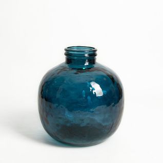 Vase Verre Recyclé 32 X 35 Cm Forme Boule Bleu Nuit