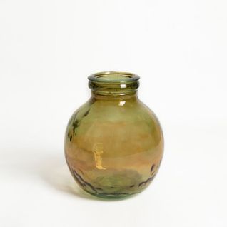 Vase Verre Recyclé 25 X 30 Cm Forme Boule Jaune Vert