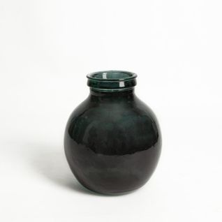 Vase Verre Recyclé 25 X 30 Cm Forme Boule Gris Nordique