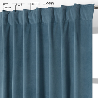 Rideau 3 En 1 Grande Hauteur 135 X 280 Cm Velours Uni Bleu