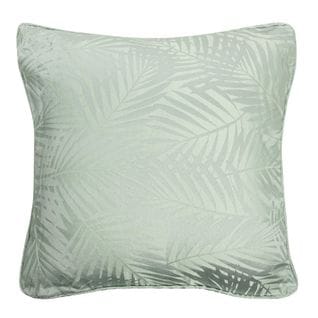 Housse De Coussin Jacquard 40 X 40 Cm Feuilles De Palmier Ton Sur Ton Vert D'eau