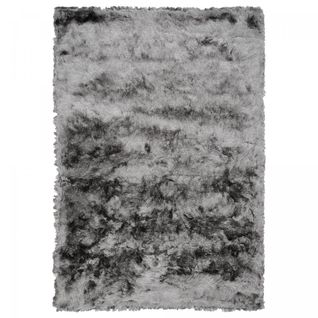 Tapis Shaggy 160x230 Rectangle Fait Main Gris Motif Uni Sg Fin