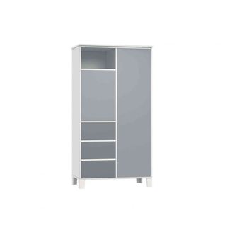 Armoire Bébé En Bois Gris 2 Portes   3 Tiroirs Bora