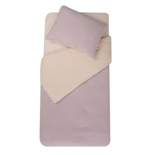 Parure De Couette Bicolore Pour Enfant - 105 X 140  / 40 X 60 Cm - Poudre/nude