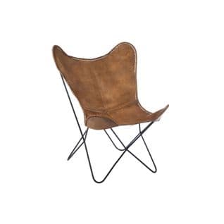 Chaise Lounge Cuir/métal Cognac Patiné - Hoha