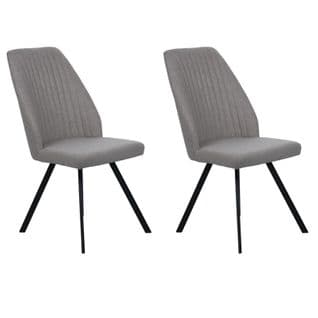 Lot De 2 Chaises En Tissu Gris Chiné Et Pieds Métal Noir - Fuzo