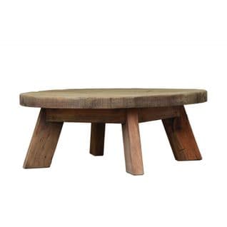 Table Basse Ronde 90 Cm En Bois Recyclé Et 4 Pieds - Chalet