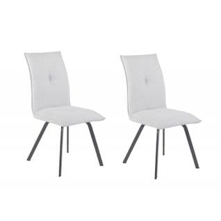 Lot De 2 Chaises En Tissu Gris Clair Avec Piètement En Métal - Aria