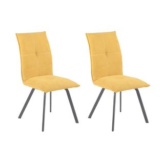 Lot De 2 Chaises En Tissu Jaune Avec Piètement En Métal - Aria