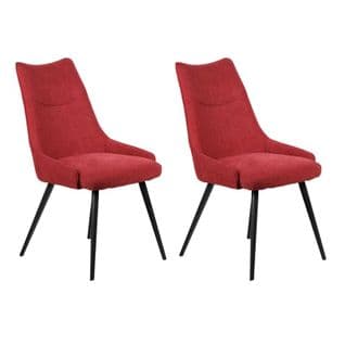 Lot De 2 Chaises Rembourrées En Tissu Rouge Pieds Métal Noir - Olbia