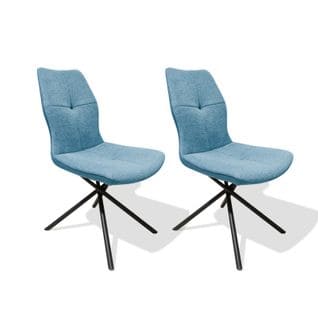 Lot De 2 Chaises En Tissu Bleu Et Arrière En Simili - Montaine