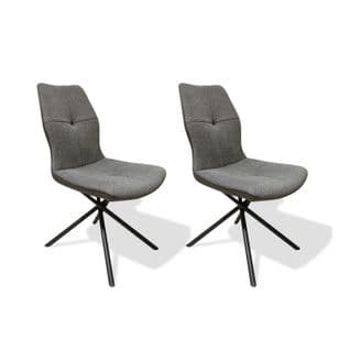 Lot De 2 Chaises En Tissu Gris Foncé Et Arrière En Simili - Montaine