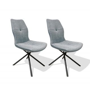 Lot De 2 Chaises En Tissu Gris Et Arrière En Simili - Montaine