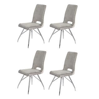 Lot De 4 Chaises Velours Gris Clair - Bella