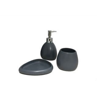 Set 3 Accessoires Salle De Bain Gris Anthracite - Lara