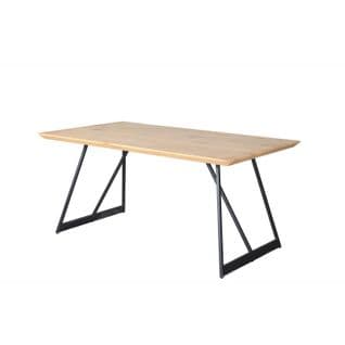 Table De Repas 160 Cm Décor Bois Et Pieds Métal Noir - Dune