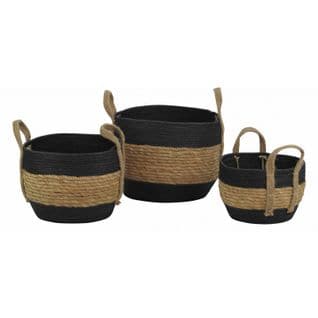 Lot De 3 Panières Bicolore En Cordes Tressées - Cordou