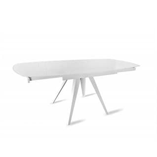 Table Extensible Ovale 120/180 Cm Verre Trempé Blanc - Adelphia 1