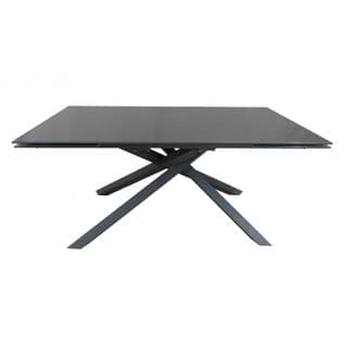 Table Extensible 160 à 240 Cm Plateau En Verre Gris Pieds Étoile - Estrella