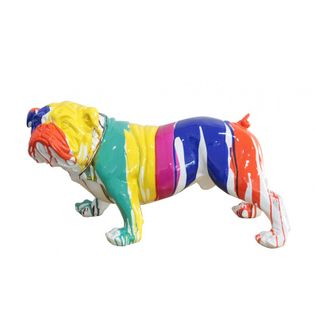 Statue Chien Bulldog Multicolore En Résine - Justin